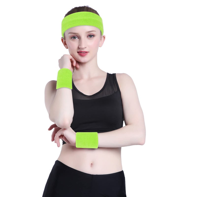 ONUPGO Sweatband Headbands for Men & Women -12PCS Sports Headbands Moisture Wicking Athletic Cotton Terry Cloth Head Band 7.88" x 2.16" - Image 2